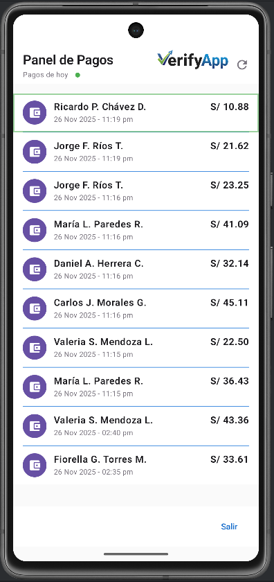 Captura de pantalla: Panel del Ayudante