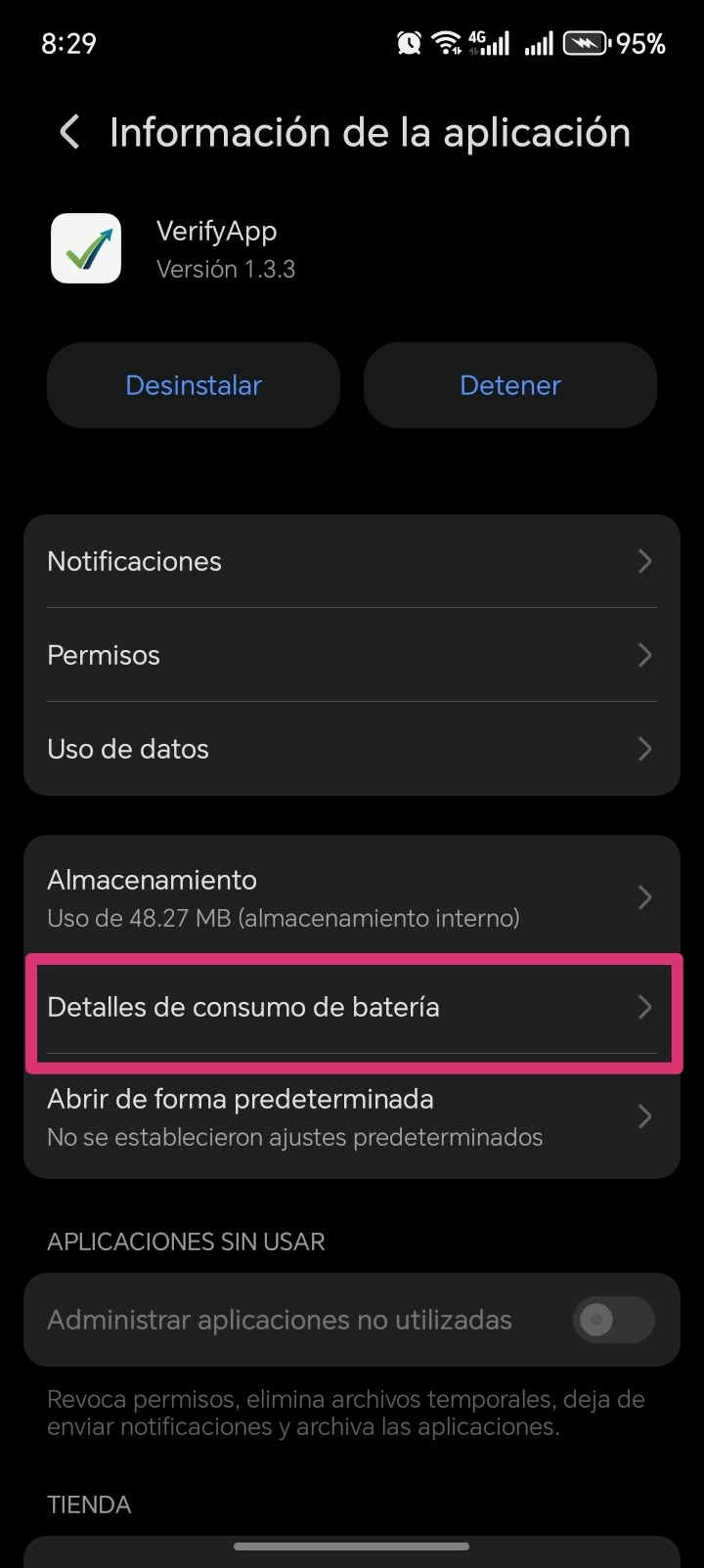 Paso 1: Detalles del consumo de batería